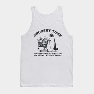 Grocery Time Funny Cat Shirt / Funny Cat Meme Shirt / Ironic Shirt / Weirdcore Clothing / Oddly Specific / Unhinged Tank Top